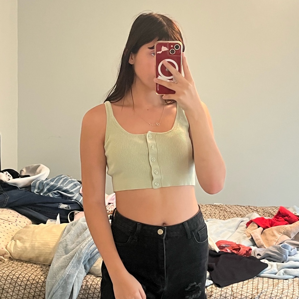 Kendall and Kylie button up crop top